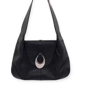 Vintage Bvlgari Catherine Black Pebbled Leather Shoulder Bag
